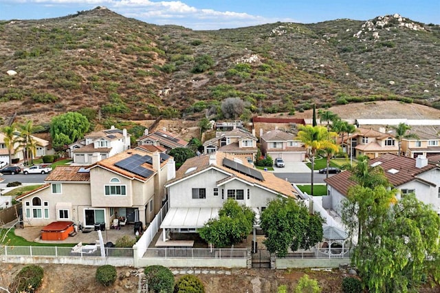 aerial view with a mountain view