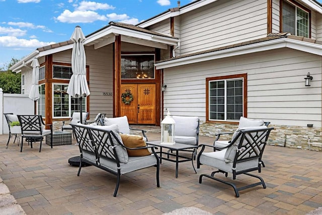 view of patio featuring an outdoor living space