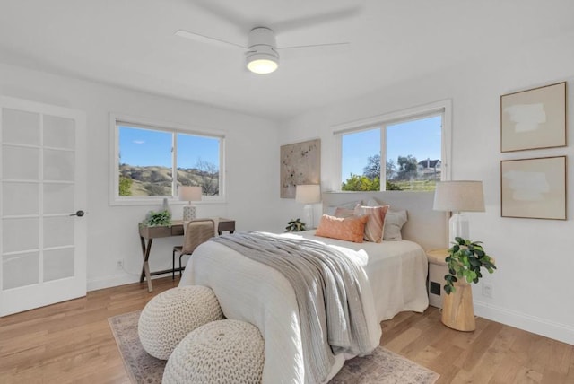 bedroom featuring light wood-type flooring