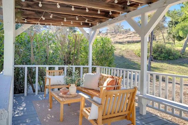 deck with an outdoor living space