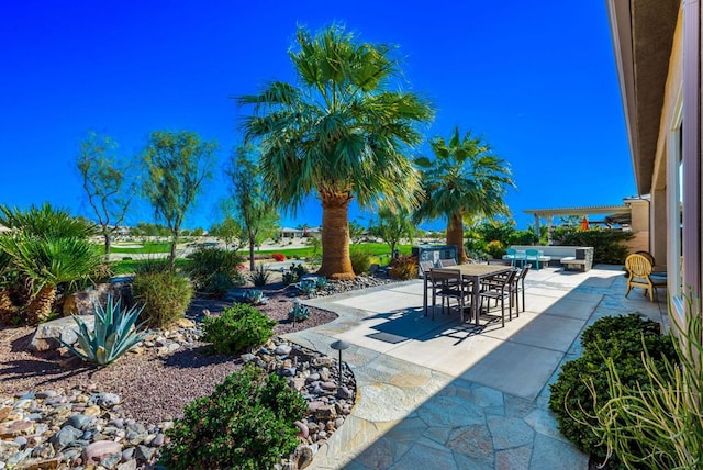 view of patio / terrace featuring a pergola