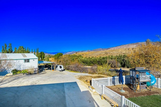 exterior space with a mountain view