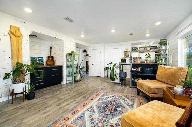 living room featuring wood-type flooring