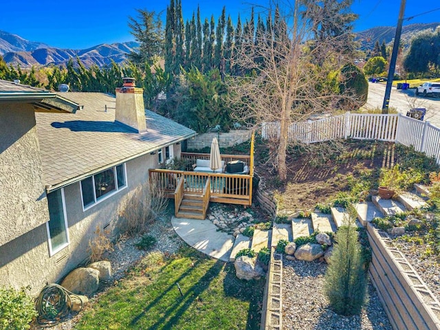 deck featuring a mountain view