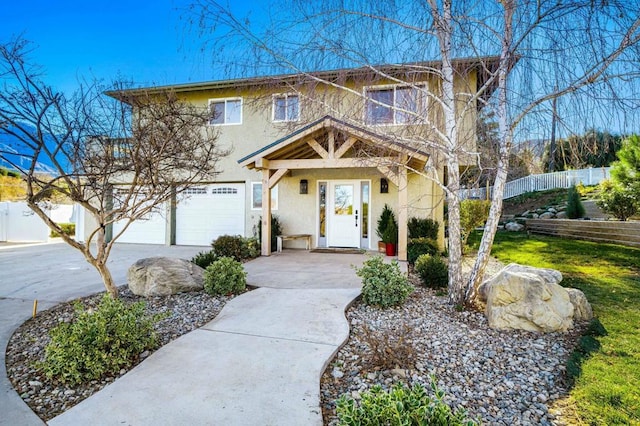 view of front of house with a garage