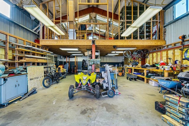 garage featuring a workshop area