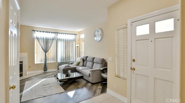 living room with light wood-type flooring