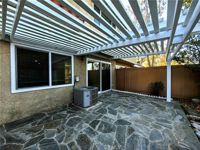 1911 E Calico Dr, West Covina, CA 91791 - view of patio / terrace featuring central air condition unit, fence, and a pergola