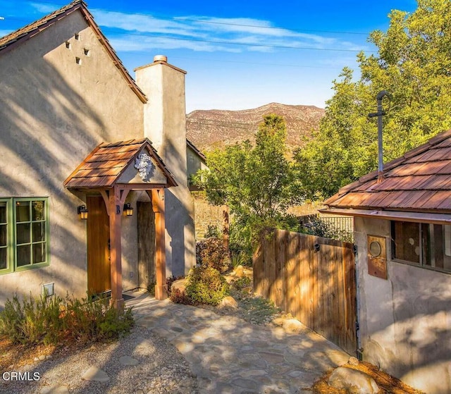 exterior space with a mountain view