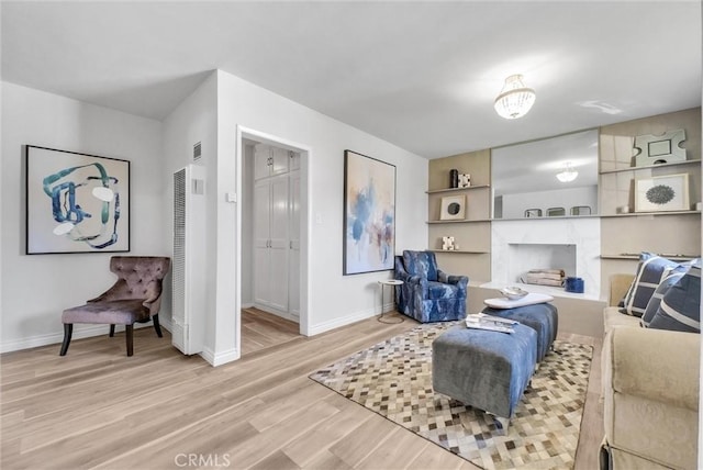 living room featuring light hardwood / wood-style floors