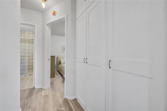 hallway featuring light wood-type flooring