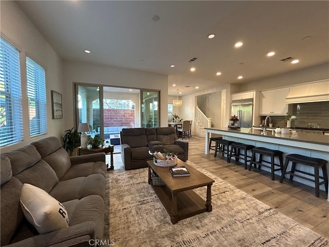 living room featuring light hardwood / wood-style floors