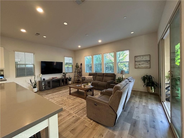 living room featuring light hardwood / wood-style flooring