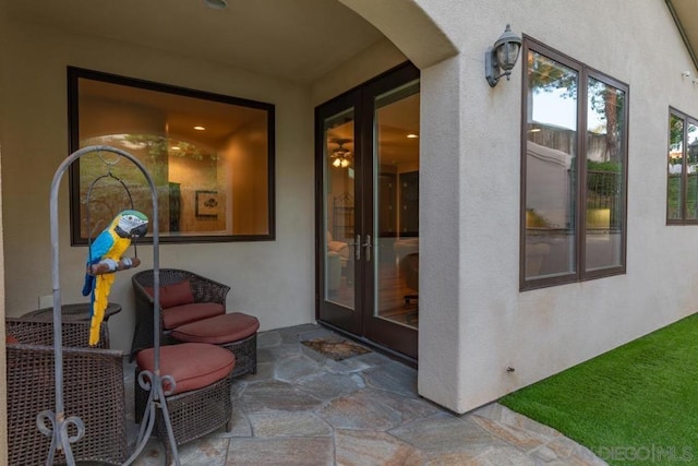 doorway to property featuring french doors and a patio