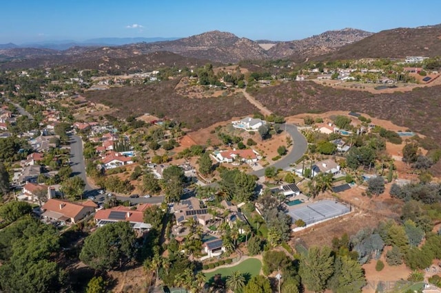 bird's eye view with a mountain view