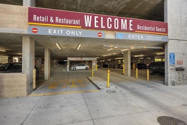 view of parking garage