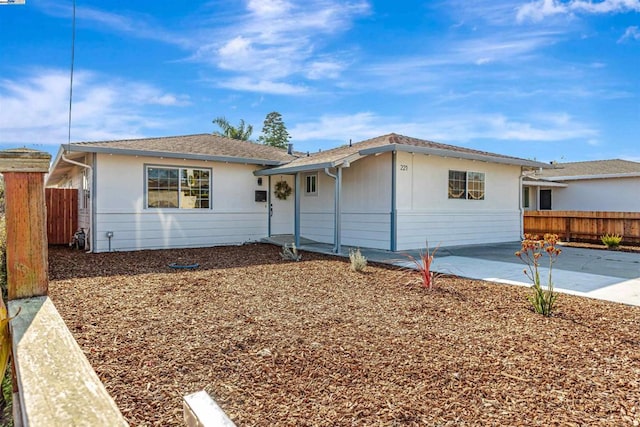 single story home with a patio