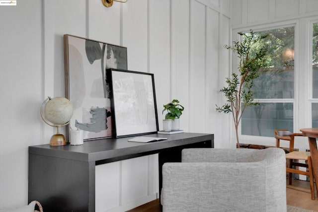 office area featuring hardwood / wood-style flooring