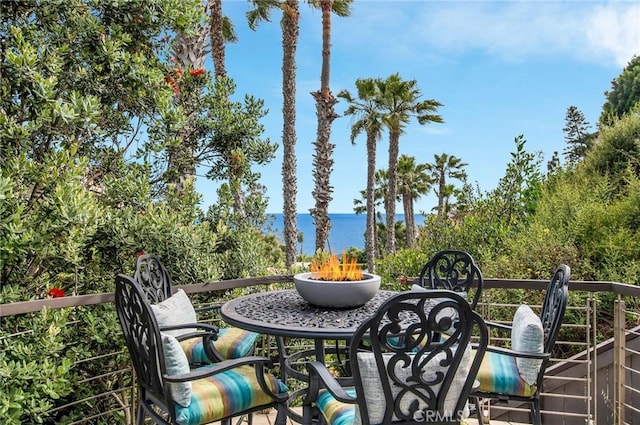 balcony with a water view