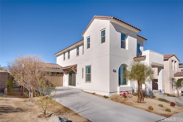 exterior space with a garage