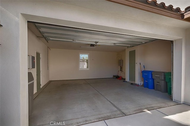 garage with a garage door opener