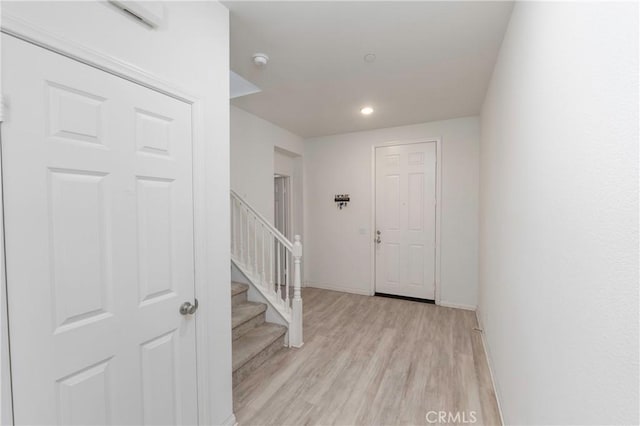 entryway with light wood-type flooring