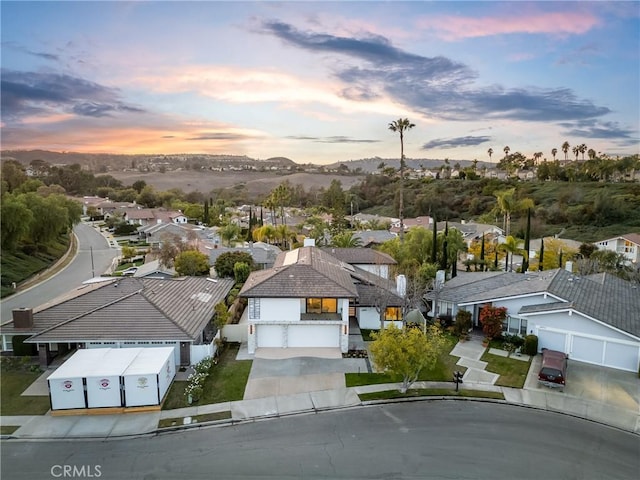 drone / aerial view with a residential view