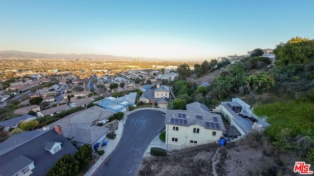 view of aerial view at dusk