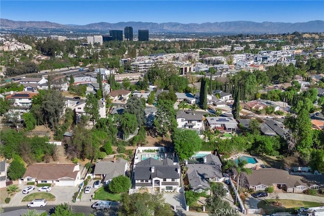 aerial view featuring a mountain view