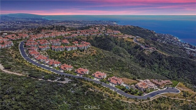 aerial view at dusk with a mountain view