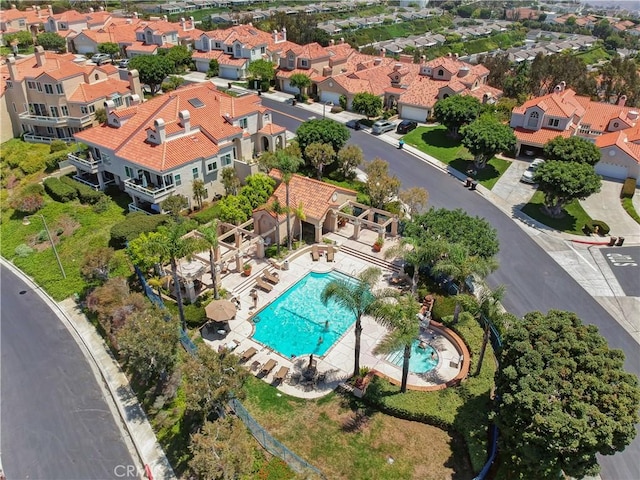 drone / aerial view with a residential view