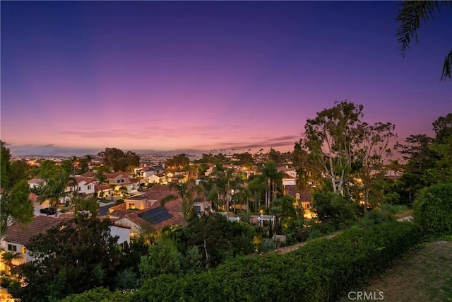 view of aerial view at dusk