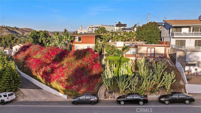 exterior space featuring a mountain view