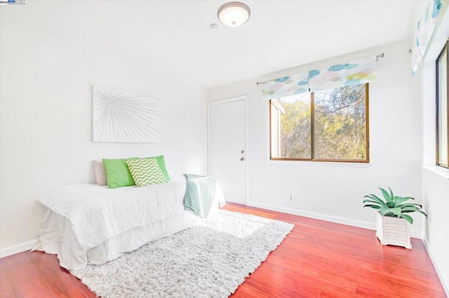 bedroom with wood-type flooring