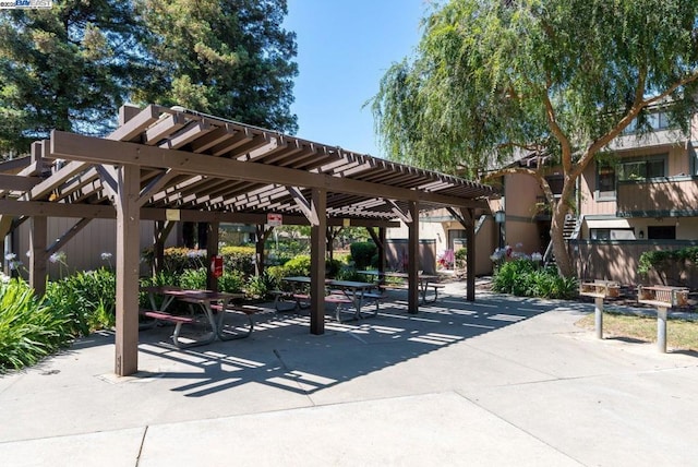 view of community featuring a pergola