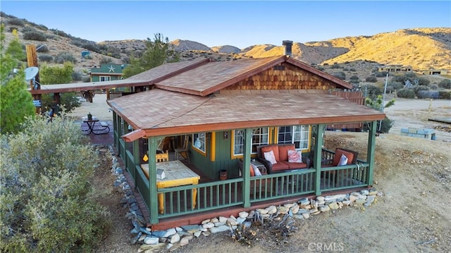 exterior space with a mountain view