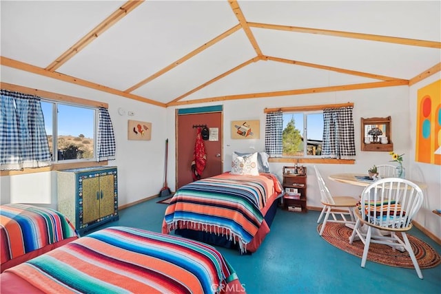 bedroom with vaulted ceiling