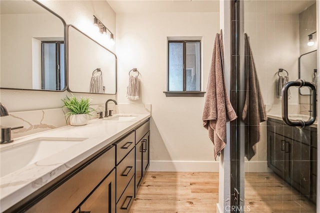 42893 Long Hollow Dr, Coarsegold, CA 93614 - bathroom with wood-type flooring and vanity