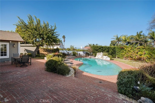 view of swimming pool with a patio