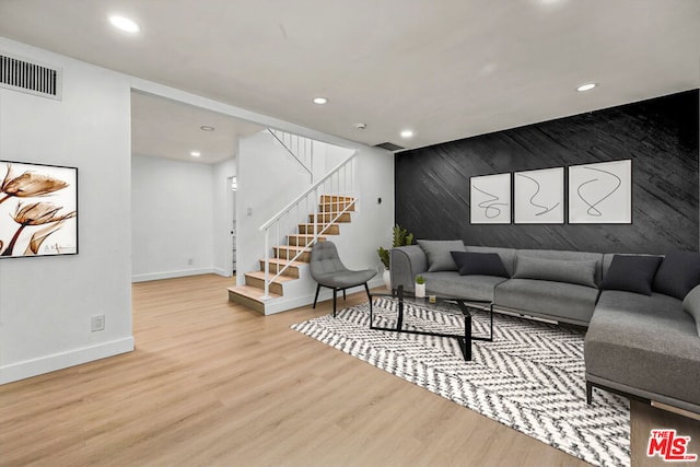 living room featuring light hardwood / wood-style flooring