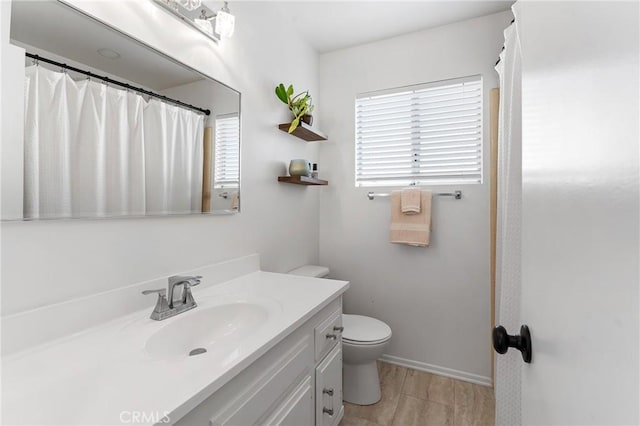 bathroom with toilet and vanity