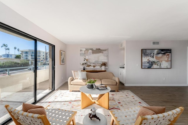 living room featuring light hardwood / wood-style floors