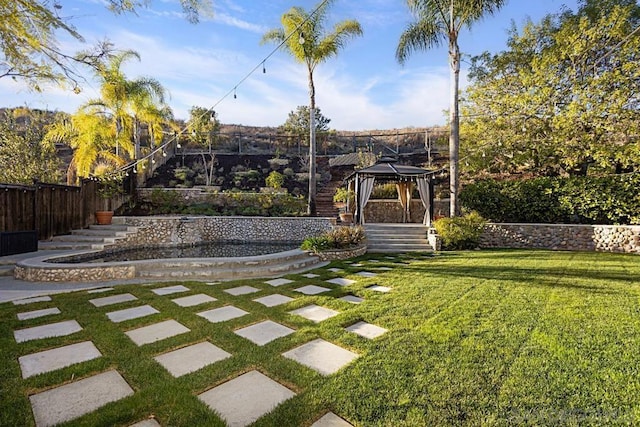 view of yard with a gazebo