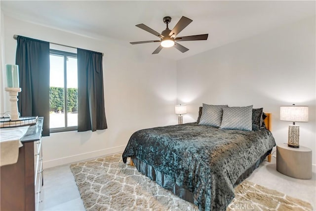 bedroom featuring ceiling fan