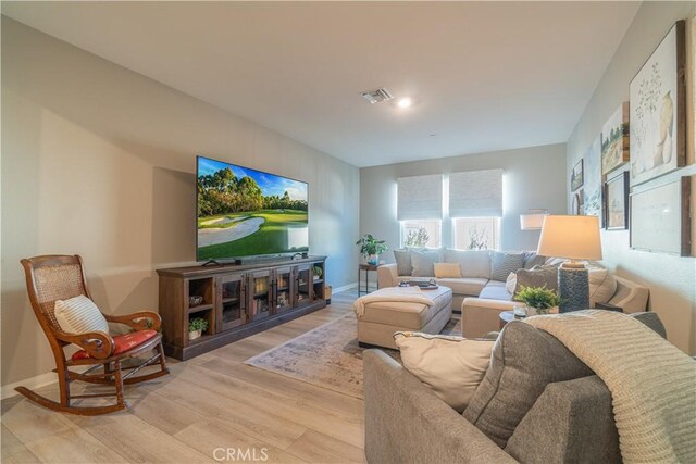 living room featuring light hardwood / wood-style flooring