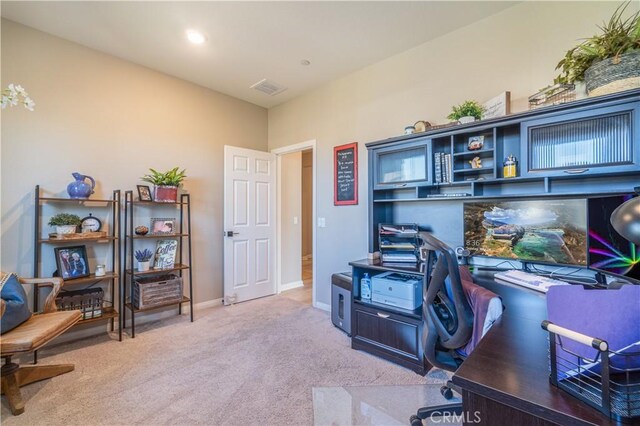 view of carpeted office space