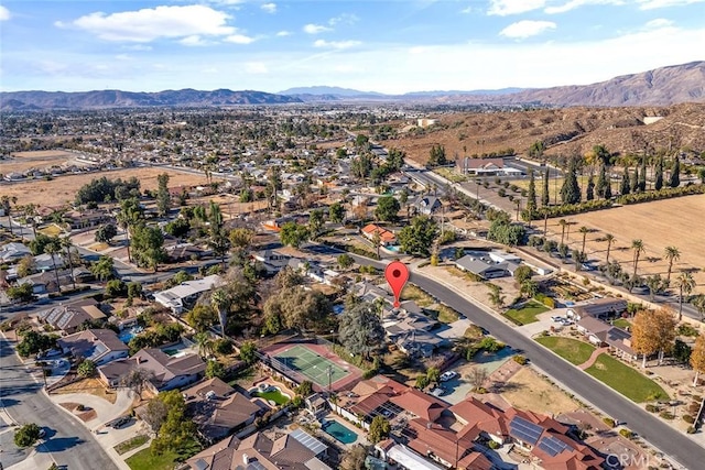 aerial view with a mountain view