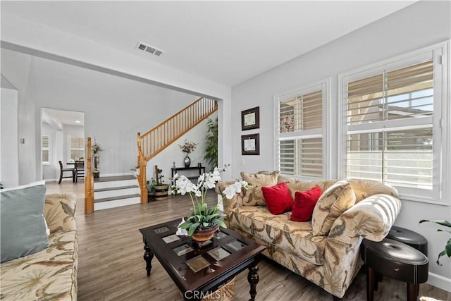 living room featuring hardwood / wood-style flooring