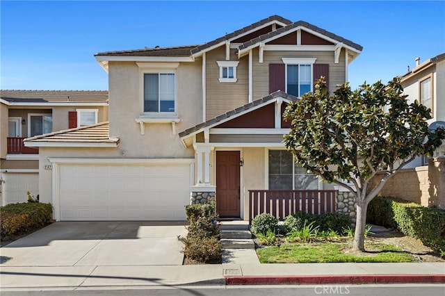 craftsman-style home with a garage