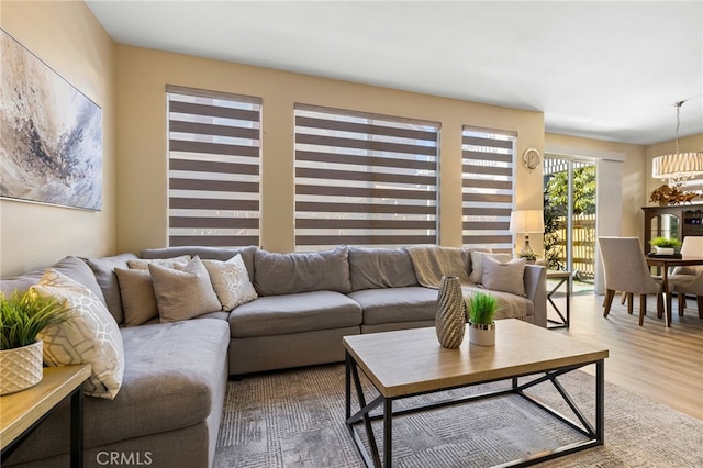 living room with hardwood / wood-style flooring